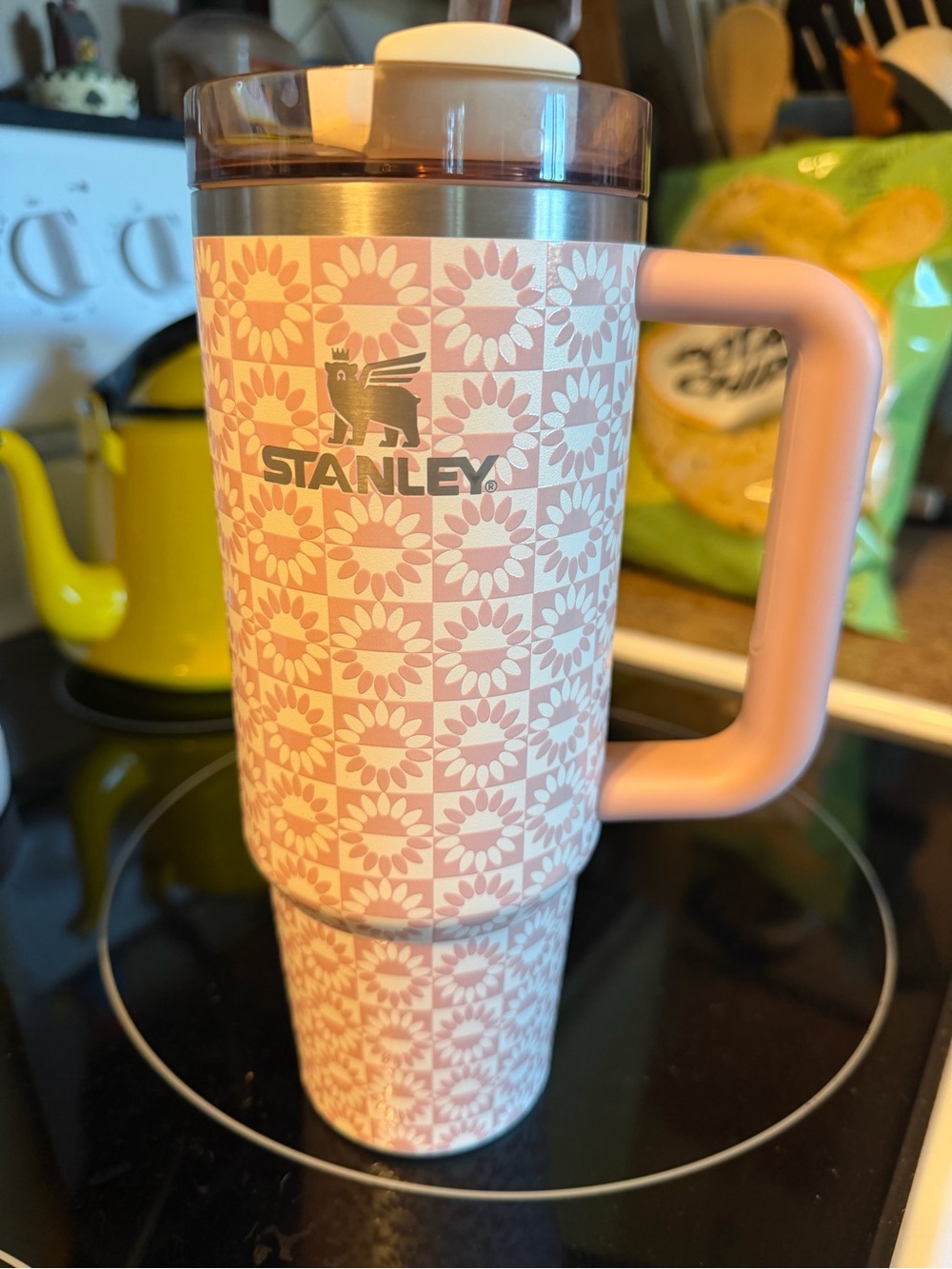 Stanley Pink Floral Checkered Insulated Travel Mug with Handle